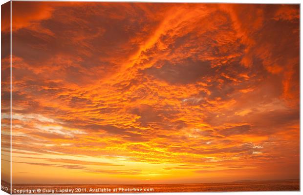 Sunset over the Pacific Ocean Canvas Print by Craig Lapsley
