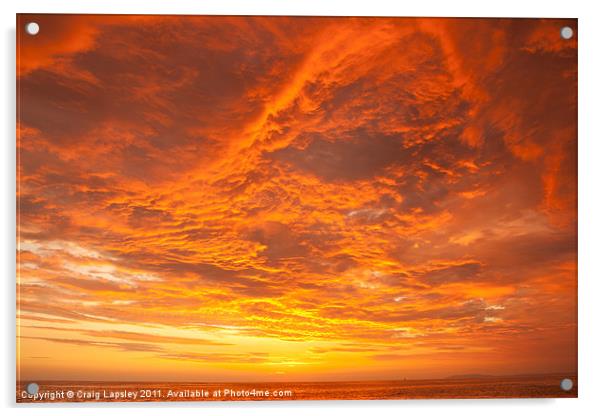 Sunset over the Pacific Ocean Acrylic by Craig Lapsley