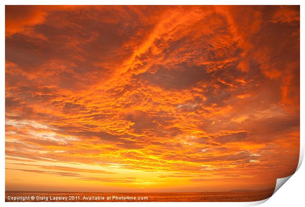 Sunset over the Pacific Ocean Print by Craig Lapsley