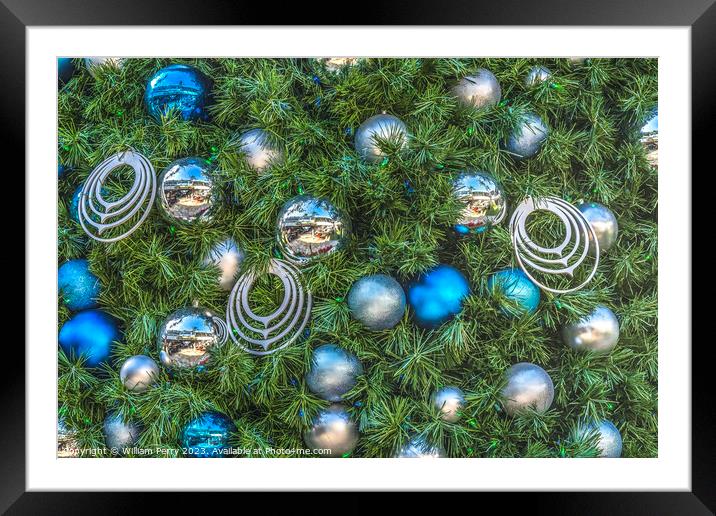Colorful Christmas Tree Decorations Honolulu Hawaii Framed Mounted Print by William Perry