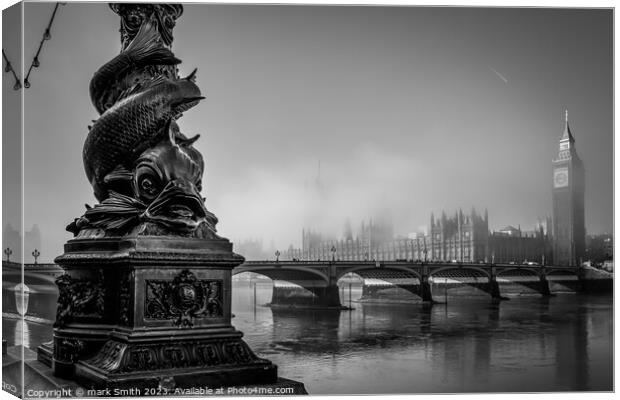 misty morning in westminster Canvas Print by mark Smith
