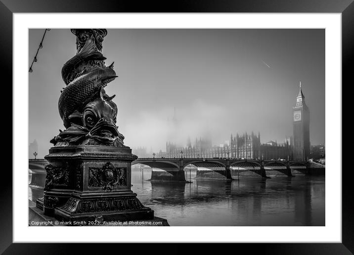 misty morning in westminster Framed Mounted Print by mark Smith