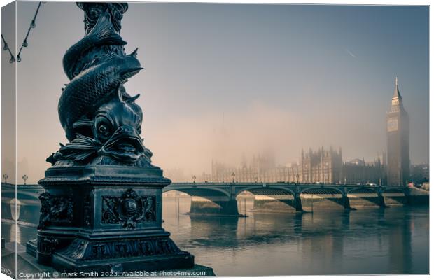 misty morning, westminster Canvas Print by mark Smith