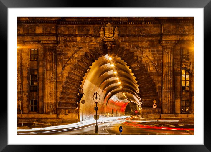 Buda Tunnel Under Castle Hill in Budapest at Night Framed Mounted Print by Artur Bogacki