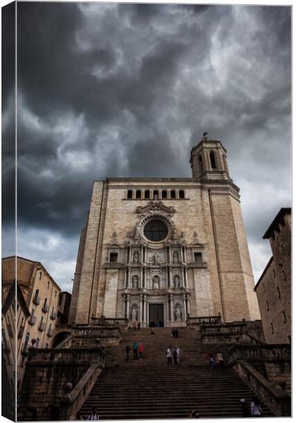 Stormy Sky Above Cathedral of Saint Mary of Girona Canvas Print by Artur Bogacki