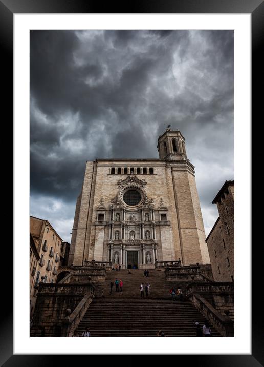 Stormy Sky Above Cathedral of Saint Mary of Girona Framed Mounted Print by Artur Bogacki