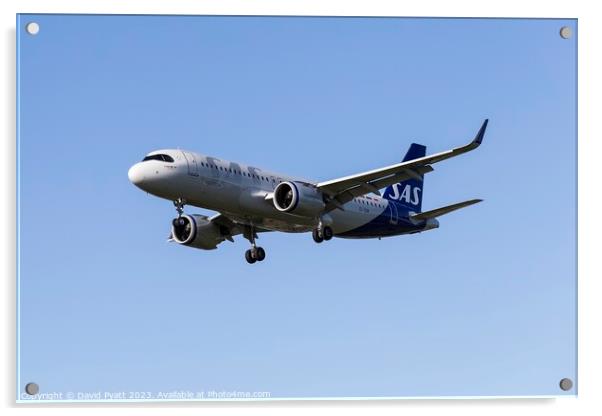 Scandinavian Airlines Airbus A320-251N    Acrylic by David Pyatt