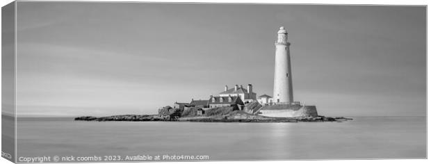 St Mary LightHouse BW Canvas Print by nick coombs
