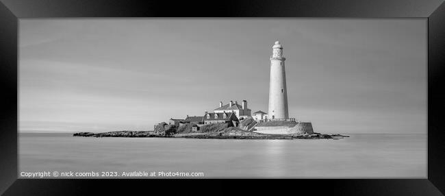 St Mary LightHouse BW Framed Print by nick coombs