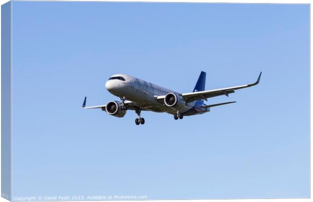 Scandinavian Airlines Airbus A320 Canvas Print by David Pyatt