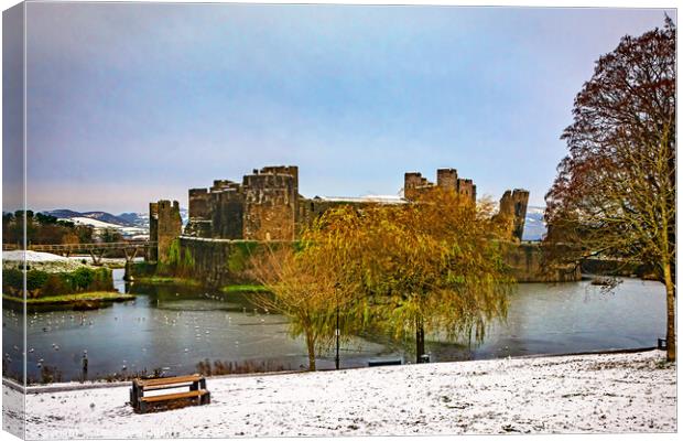 Majestic Fortress in Winter Wonderland Canvas Print by Ian Lewis