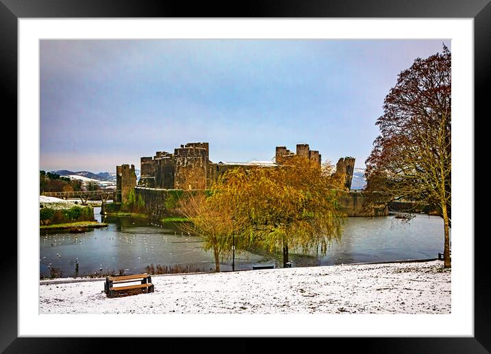 Majestic Fortress in Winter Wonderland Framed Mounted Print by Ian Lewis