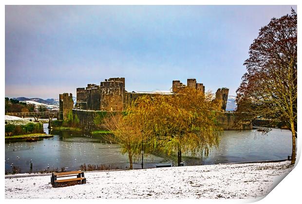 Majestic Fortress in Winter Wonderland Print by Ian Lewis