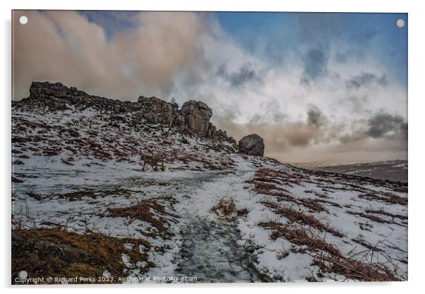 Snow days Ilkley Moor Acrylic by Richard Perks