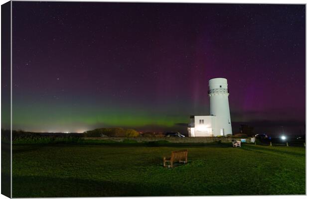 Northern lights over the old lighthouse at Hunstanton  Canvas Print by Gary Pearson