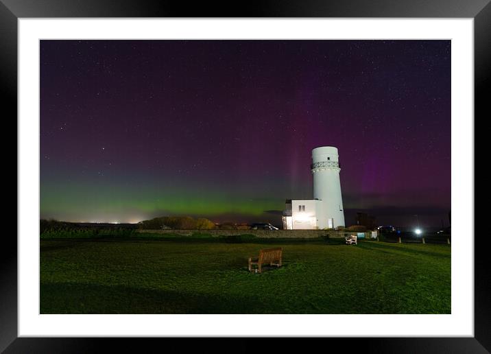 Northern lights over the old lighthouse at Hunstanton  Framed Mounted Print by Gary Pearson