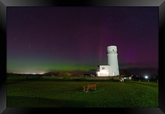 Northern lights over the old lighthouse at Hunstanton  Framed Print by Gary Pearson