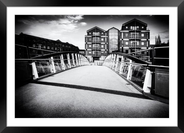 David Oluwale Bridge Leeds - Mono Framed Mounted Print by Glen Allen