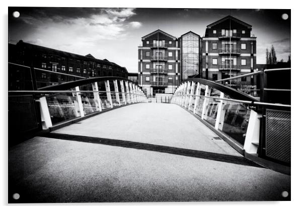 David Oluwale Bridge Leeds - Mono Acrylic by Glen Allen