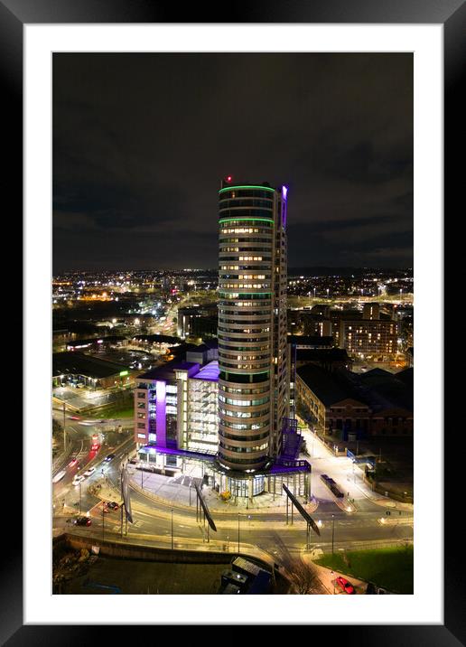 Bridgewater Place at Night Framed Mounted Print by Apollo Aerial Photography