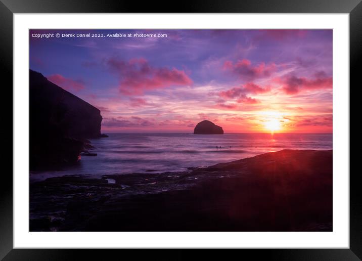 Majestic Trebarwith Strand Sunset Framed Mounted Print by Derek Daniel