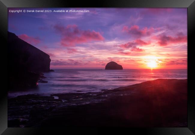 Majestic Trebarwith Strand Sunset Framed Print by Derek Daniel