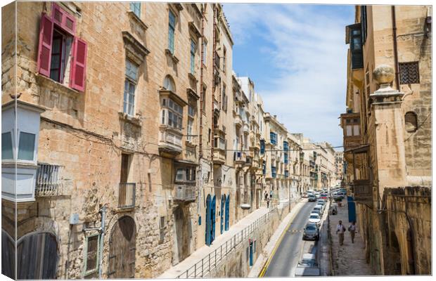 Colourful street in Valletta Canvas Print by Jason Wells