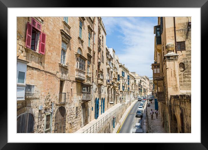 Colourful street in Valletta Framed Mounted Print by Jason Wells