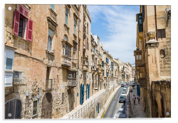 Colourful street in Valletta Acrylic by Jason Wells