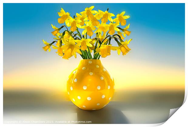 Vase Of Daffodils  Print by Alison Chambers