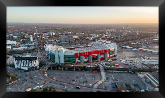 Old Trafford Sunset Framed Print by Apollo Aerial Photography