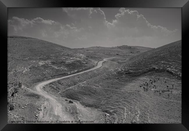Mountain Landscape near Mukawir, Jordan Framed Print by Dietmar Rauscher