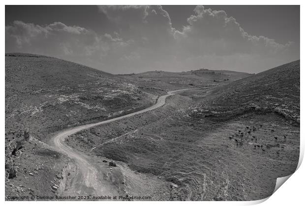 Mountain Landscape near Mukawir, Jordan Print by Dietmar Rauscher