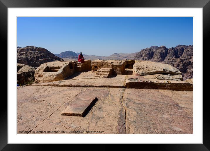Motab Altar at the High Place of Sacrifice in Petra, Jordan with Framed Mounted Print by Dietmar Rauscher
