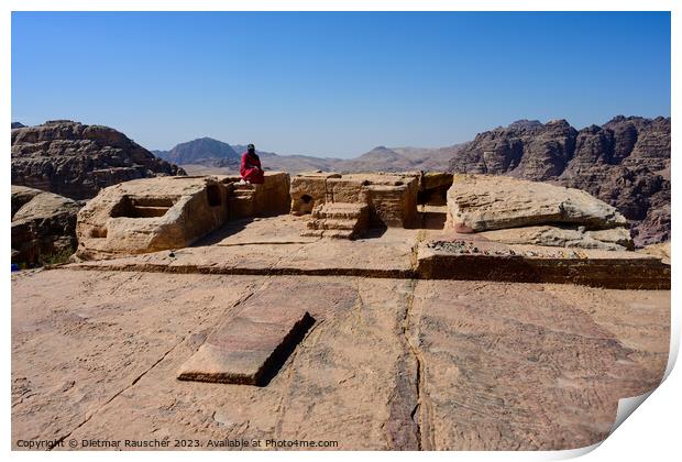 Motab Altar at the High Place of Sacrifice in Petra, Jordan with Print by Dietmar Rauscher