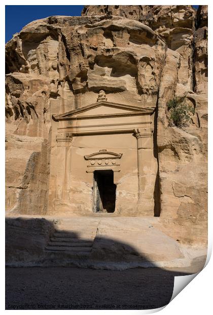 Tomb 846 in Little Petra, Jordan Print by Dietmar Rauscher