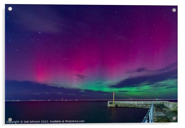 Aurora Borealis over holyhead Breakwater on the Isle of Anglesey Acrylic by Gail Johnson