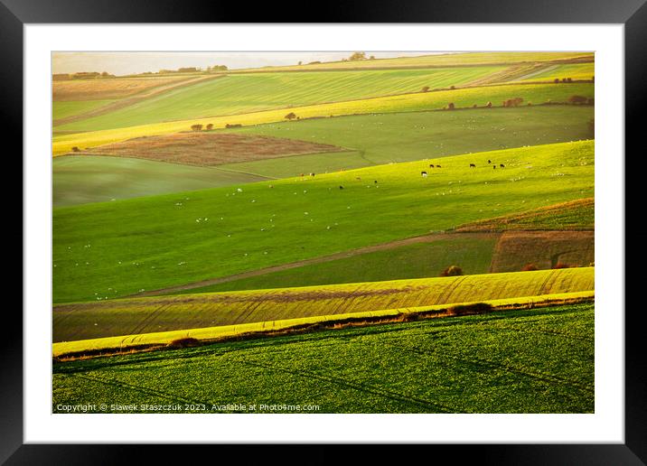 South Downs Abstract Framed Mounted Print by Slawek Staszczuk
