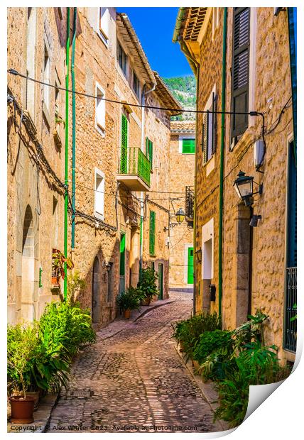 idyllic mediterranean street, Village Print by Alex Winter