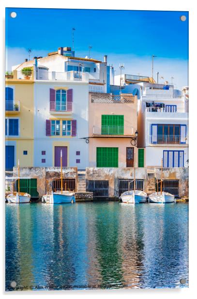 Mallorca, Colourful Porto Colom Acrylic by Alex Winter