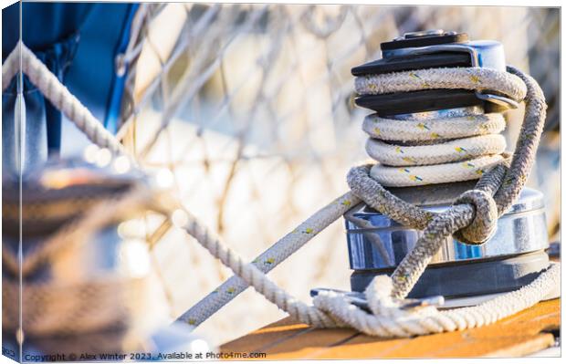 Detail image of winch and rope  Canvas Print by Alex Winter