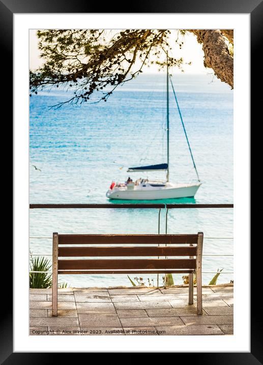 Idyllic view of sailboat Framed Mounted Print by Alex Winter