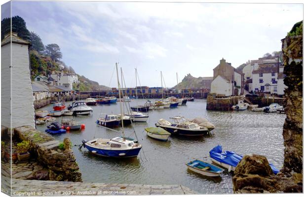 Polpero Cornish harbour in March. Canvas Print by john hill