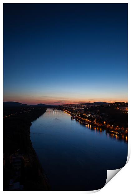 Danube River at Twilight Print by Artur Bogacki