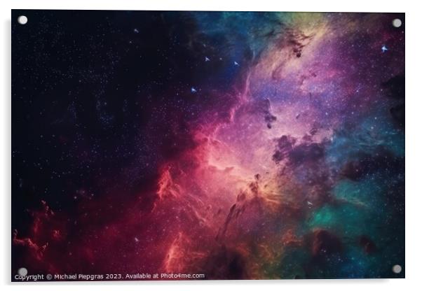 Stunning colorful galaxies in the night sky created with generat Acrylic by Michael Piepgras