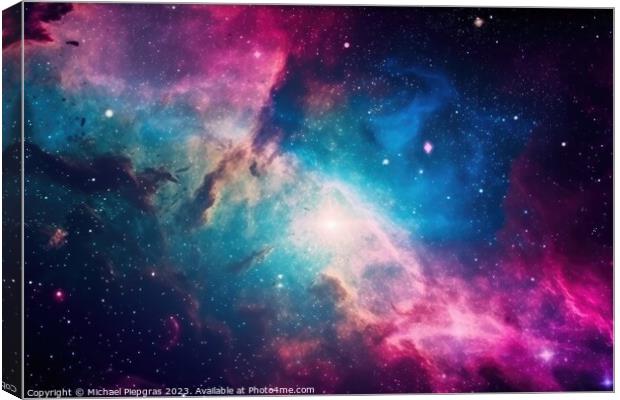 Stunning colorful galaxies in the night sky created with generat Canvas Print by Michael Piepgras