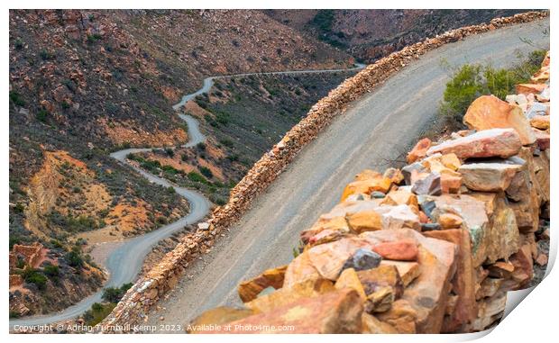 Ascending the serpentine Swartberg Pass. Print by Adrian Turnbull-Kemp