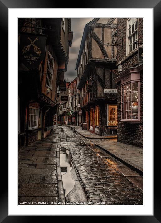 Rainy days in the Shambles Framed Mounted Print by Richard Perks