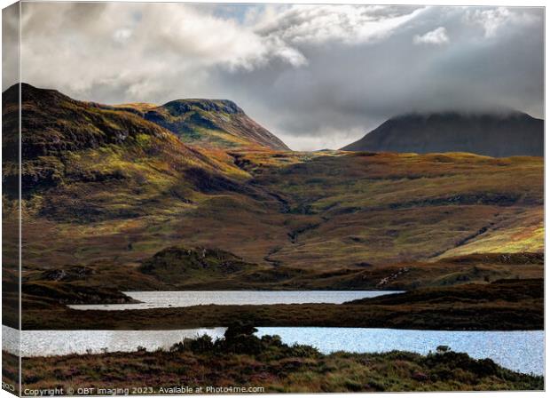 Ben Reidh & Suliven Summit Mist From Loch Assynt Scottish Highlands Canvas Print by OBT imaging