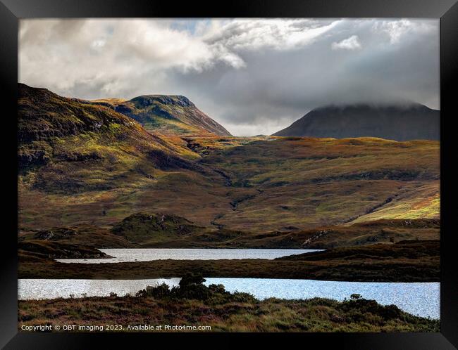Ben Reidh & Suliven Summit Mist From Loch Assynt Scottish Highlands Framed Print by OBT imaging
